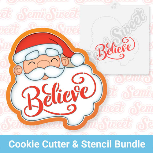 Santa Beard Plaque Cookie Cutter & Stencil Bundle