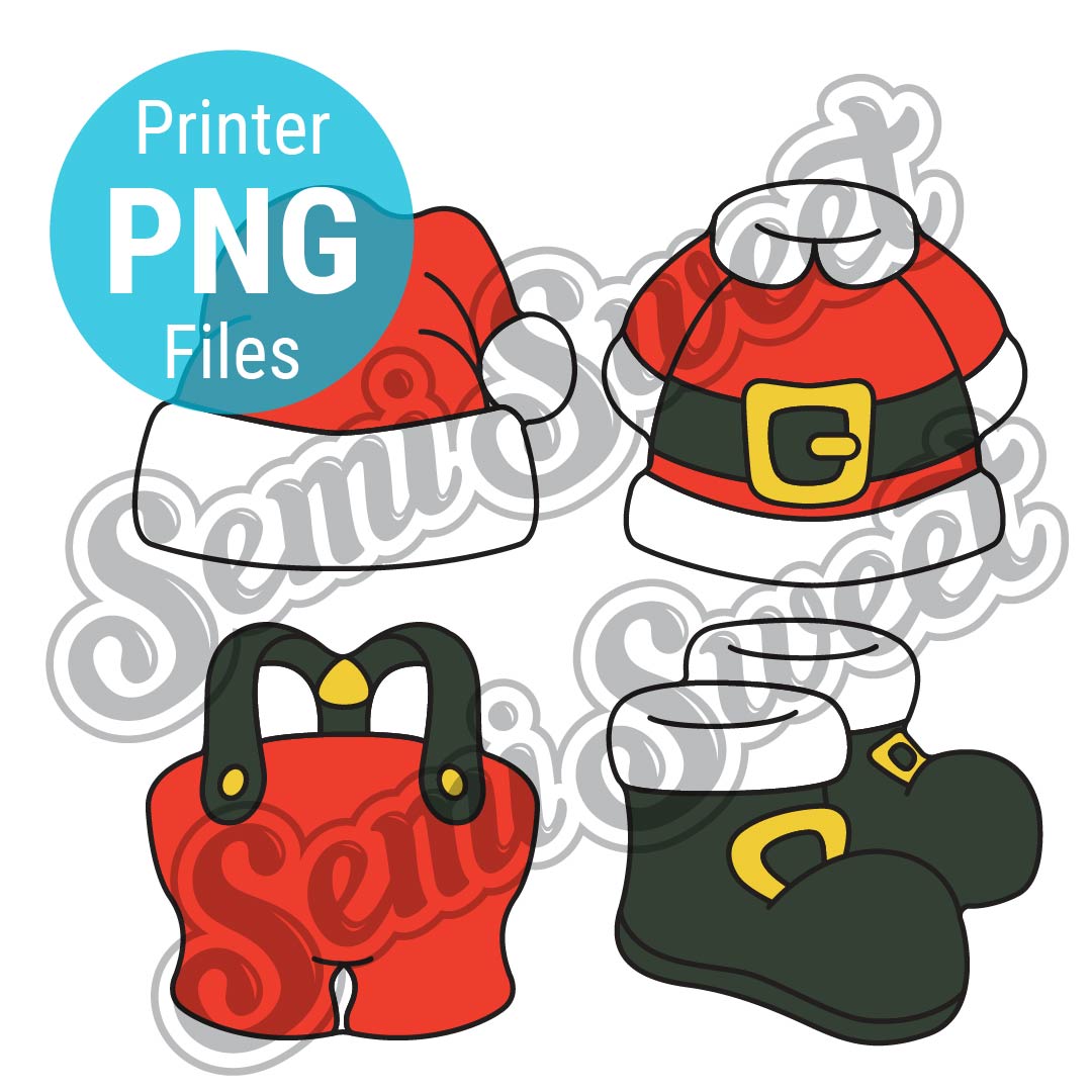 Santa Clothes Mini Cookie Cutter Set - PNG Images | Semi Sweet Designs
