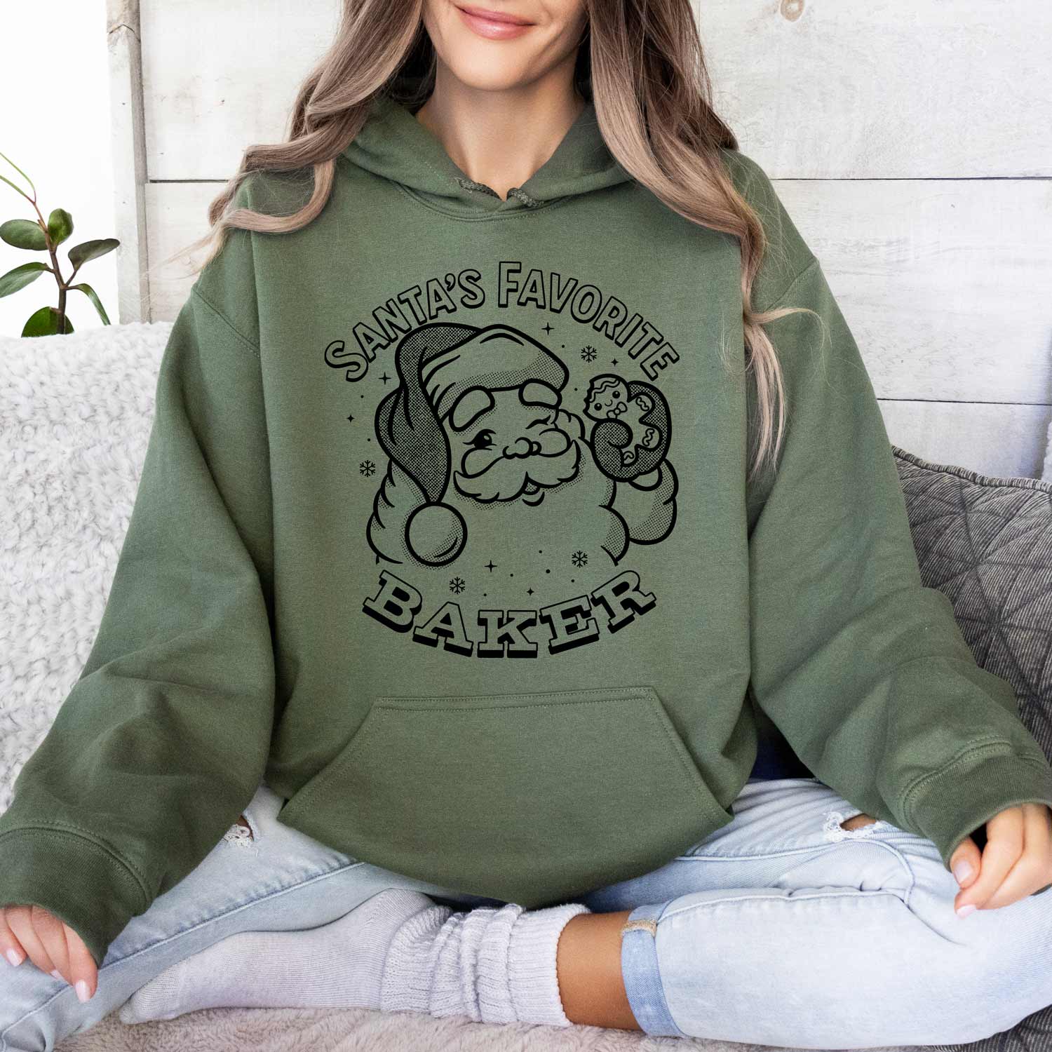 Santa's Favorite Baker (Black Ink) Unisex Hoodie