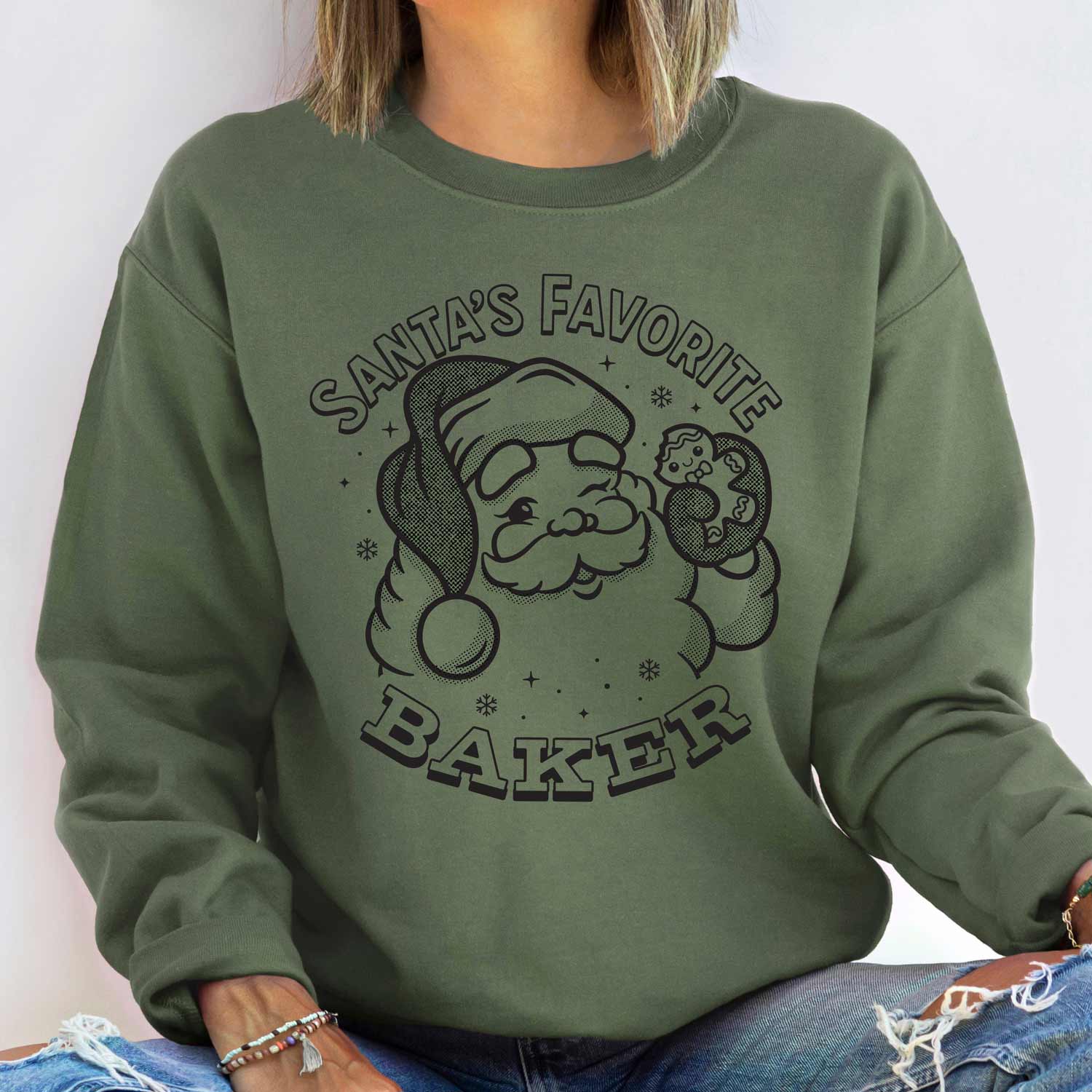 Santa's Favorite Baker (Black Ink) Unisex Sweatshirt