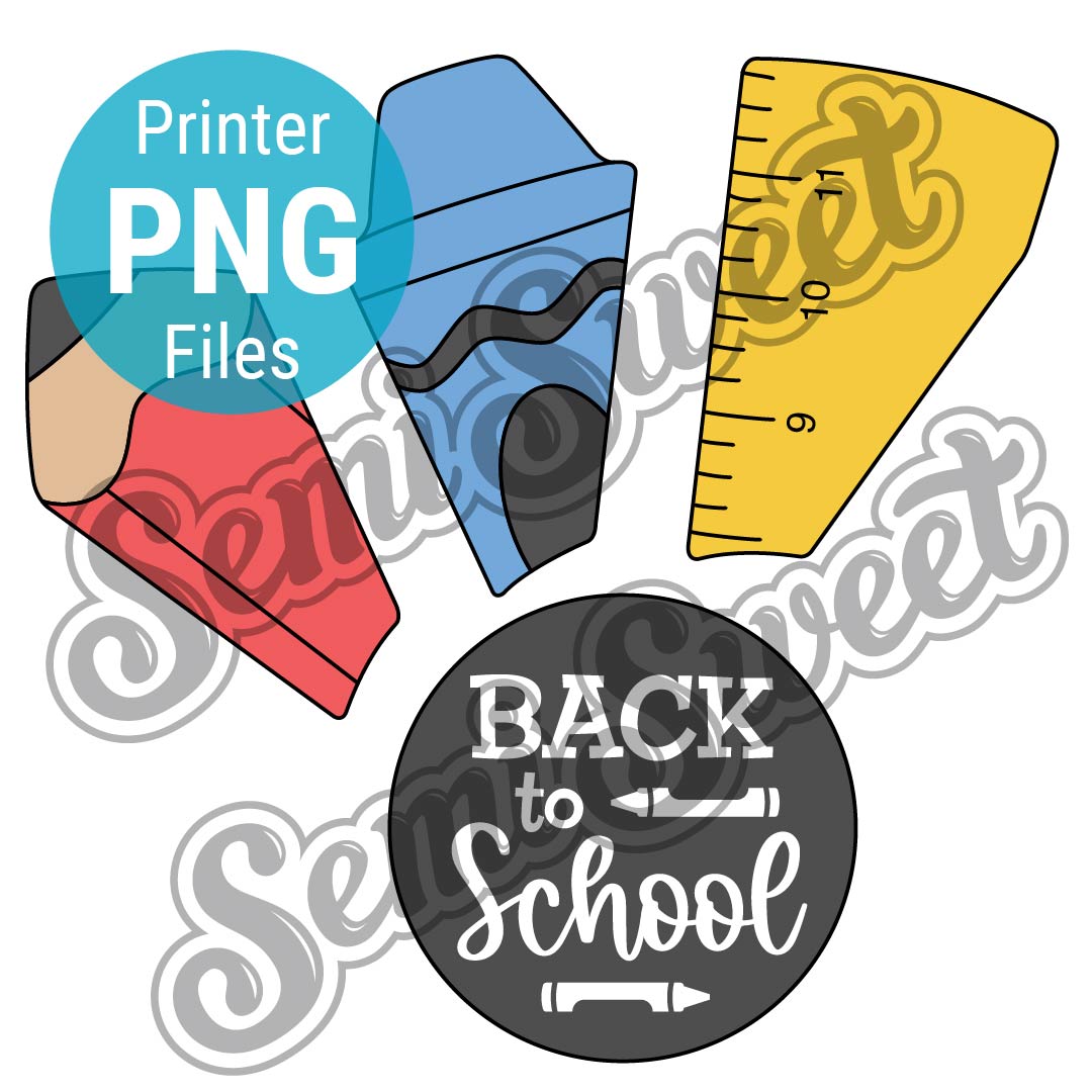 Overlapping School Supplies Platter Set - PNG Images | Semi Sweet Designs