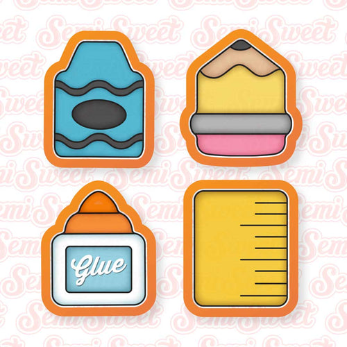 Chubby School Supplies Mini Cookie Cutter Set