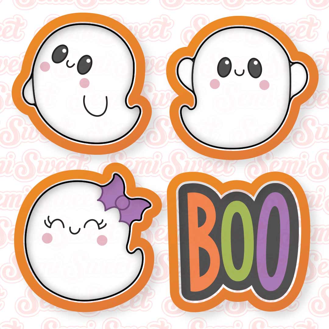 Simple Boo & Ghosts Cookie Cutter Set