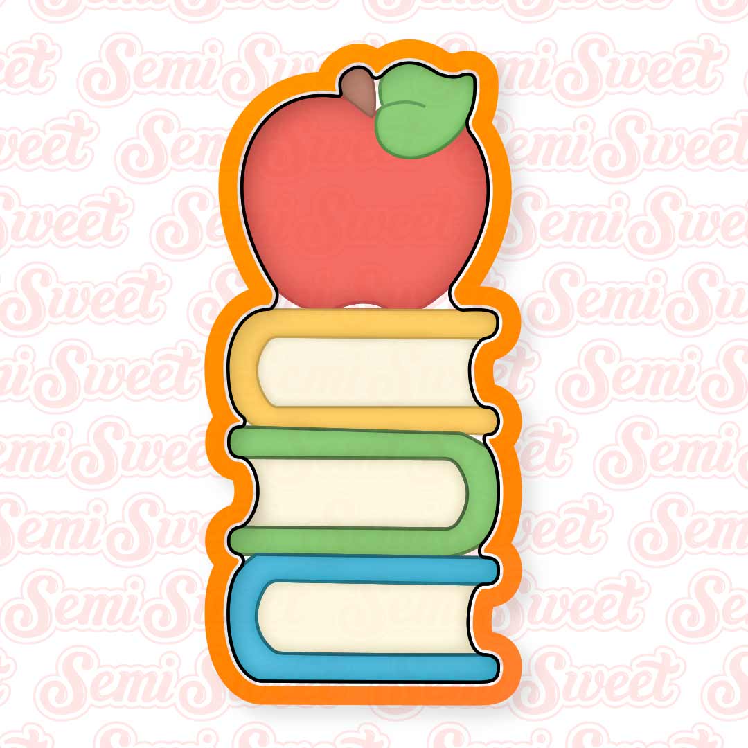apple on books cookie cutter