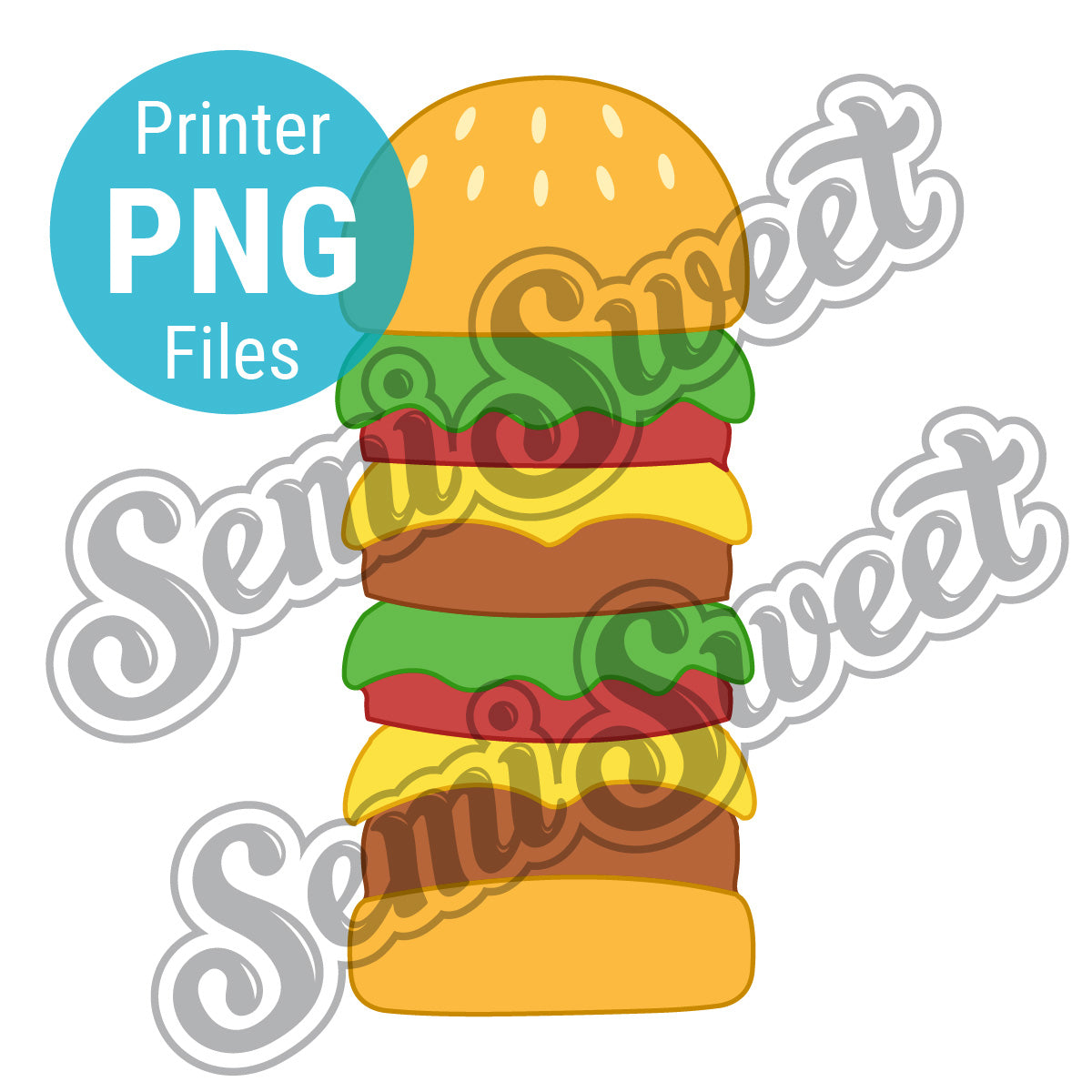 A skinny burger stack cookie cutter PNG designed by Semi Sweet Designs