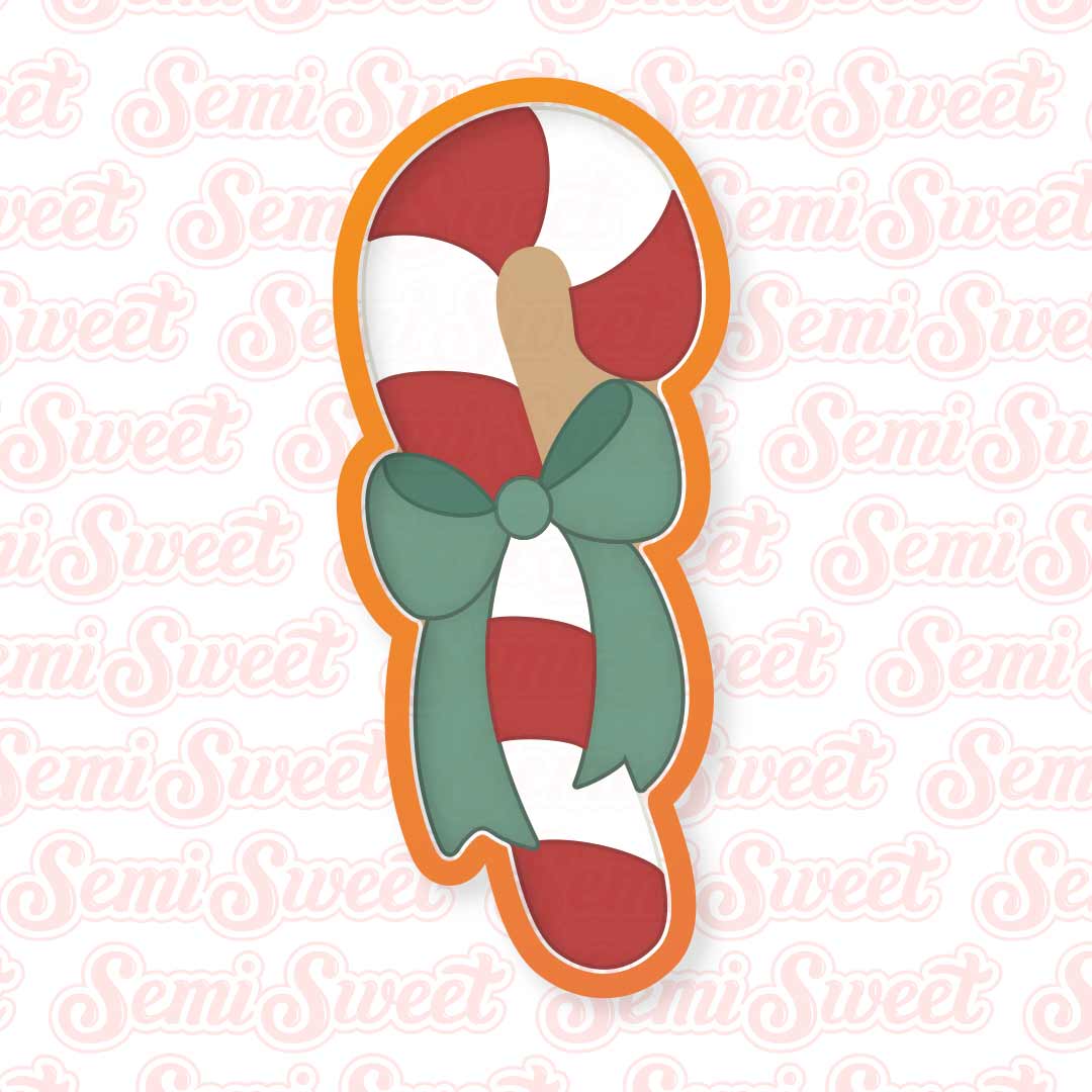 Skinny Candy Cane with Bow Cookie Cutter