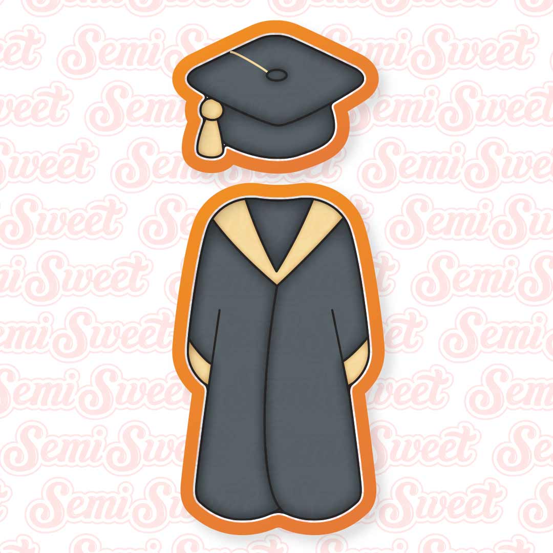 Skinny Graduation Cap & Gown Cookie Cutter Set Skinny Graduation Cap & Gown Cookie Cutter Set