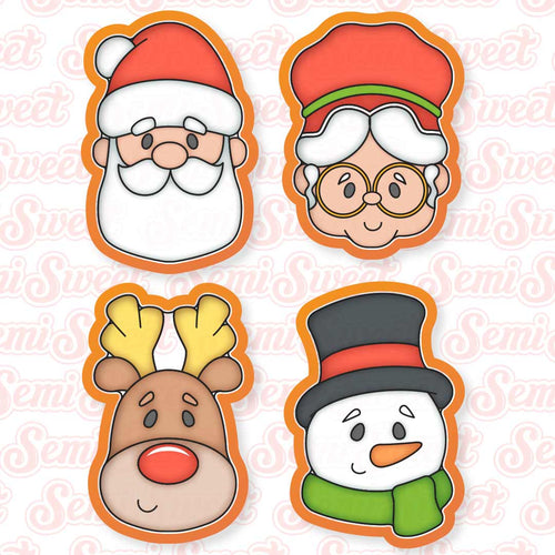 Tall Christmas Faces Cookie Cutter Set
