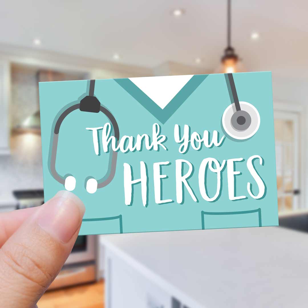 Medical Scrubs Thank You HEROES 2" x 3" Tag - Pack of 25