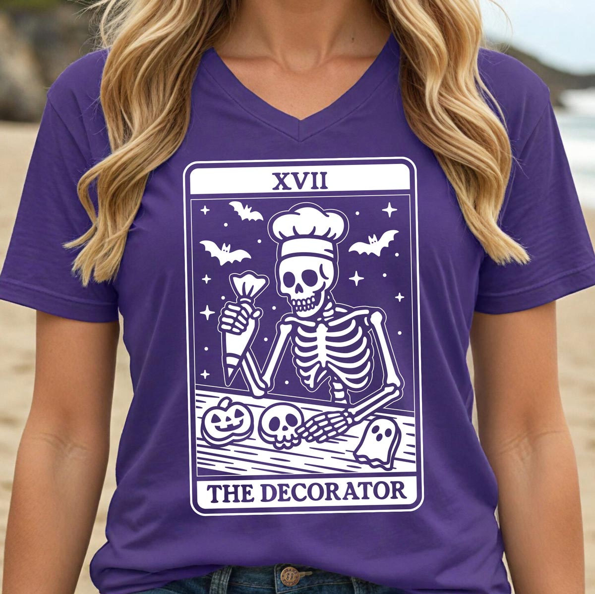 Tarot Cookie Decorator Ladies V-Neck T-Shirt