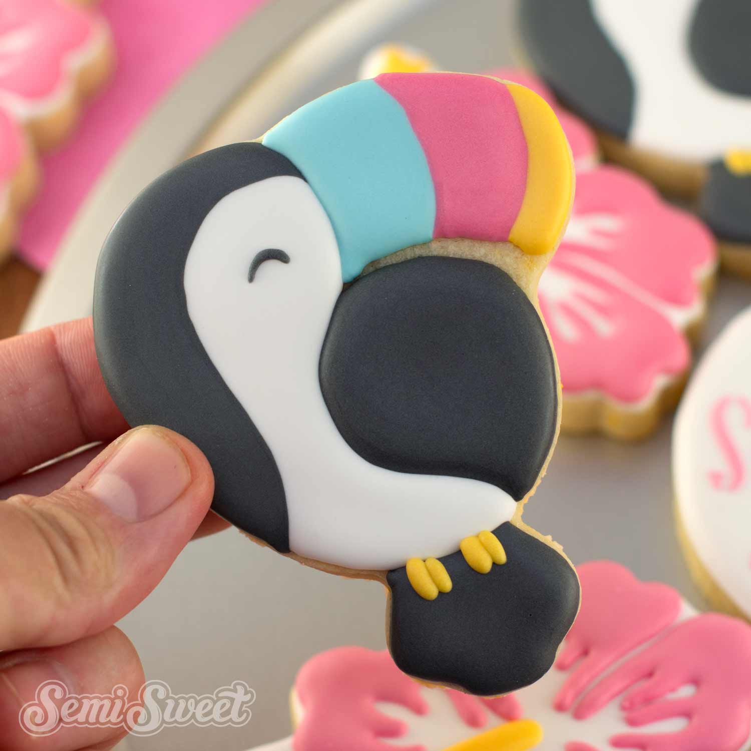 Toucan Hibiscus Cookie Platter Set