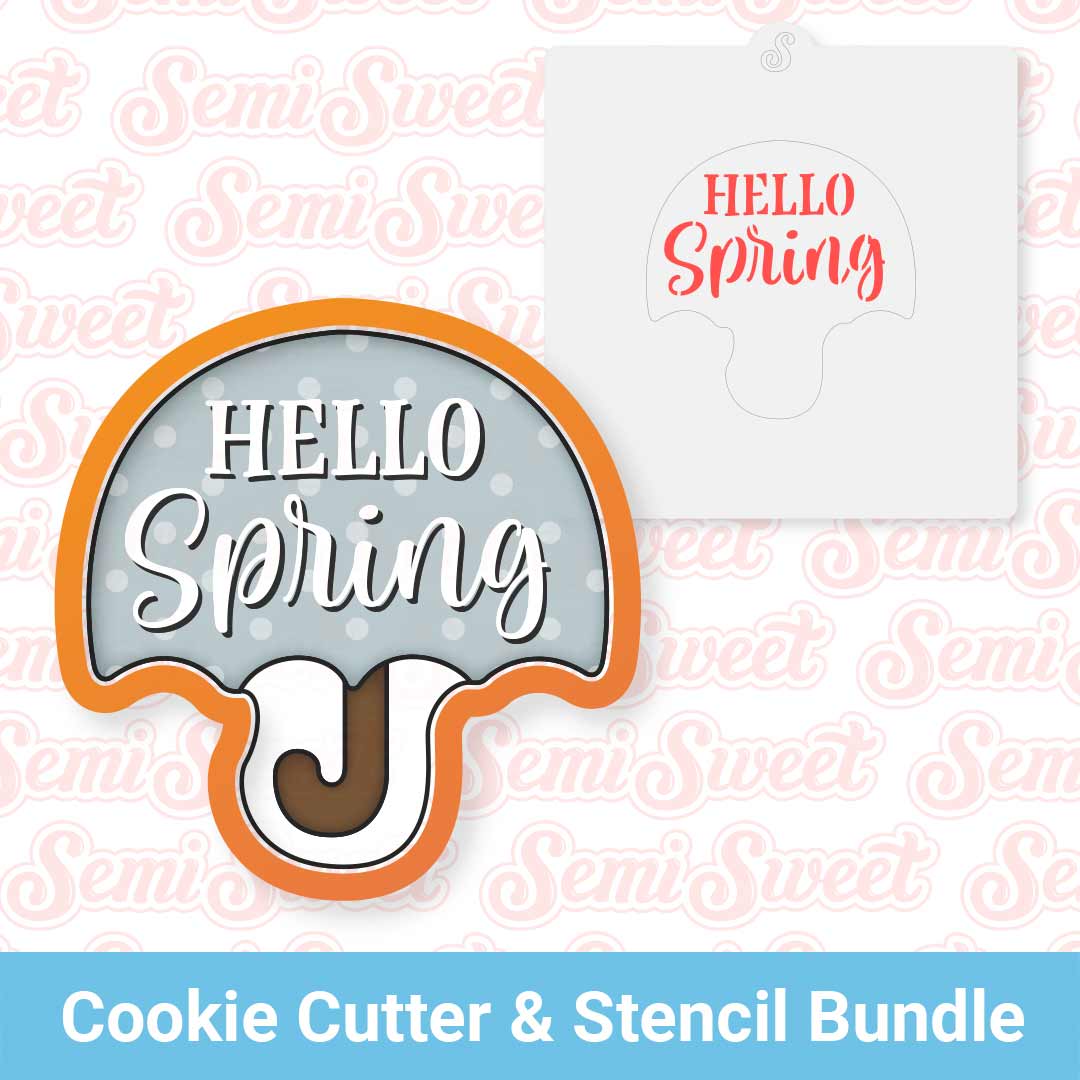 Umbrella Cookie Cutter & Stencil Bundle