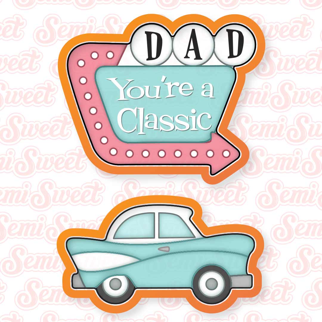 Vintage Car & Motel Sign Cookie Cutter Set