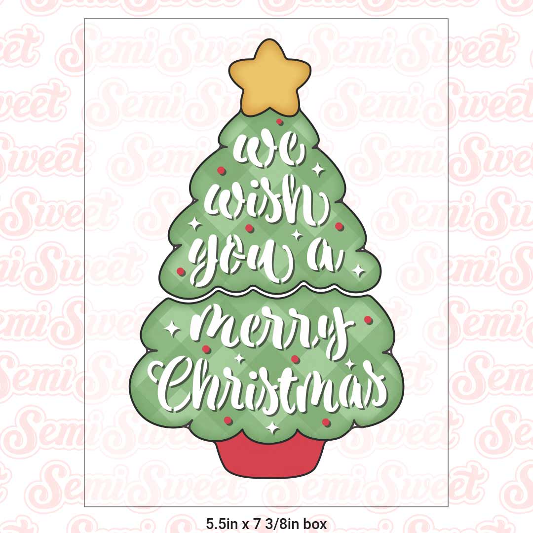 2-Piece Wish You a Merry Christmas Tree Cookie Cutter Set