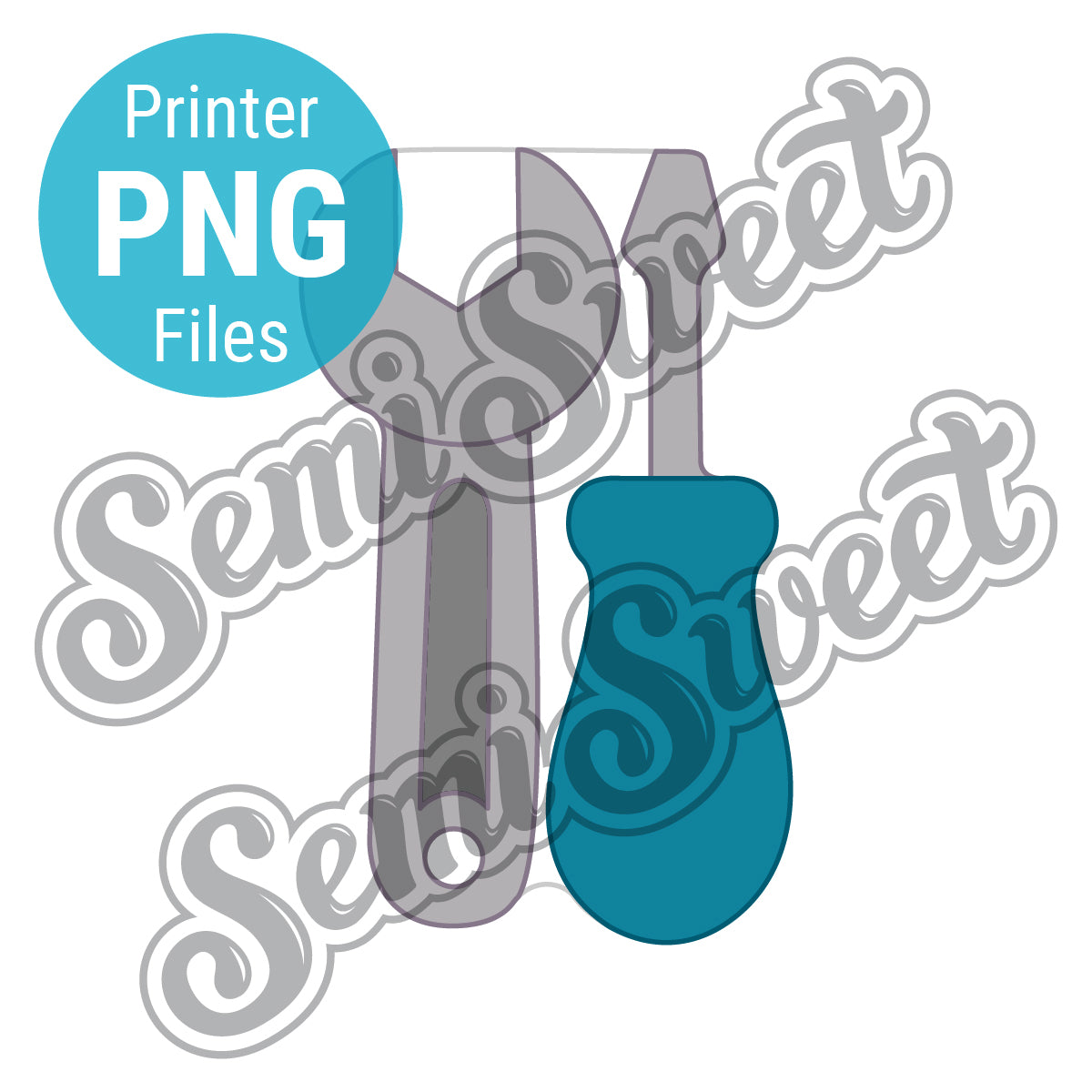 A wrench and screwdriver cookie cutter PNG designed by Semi Sweet Designs