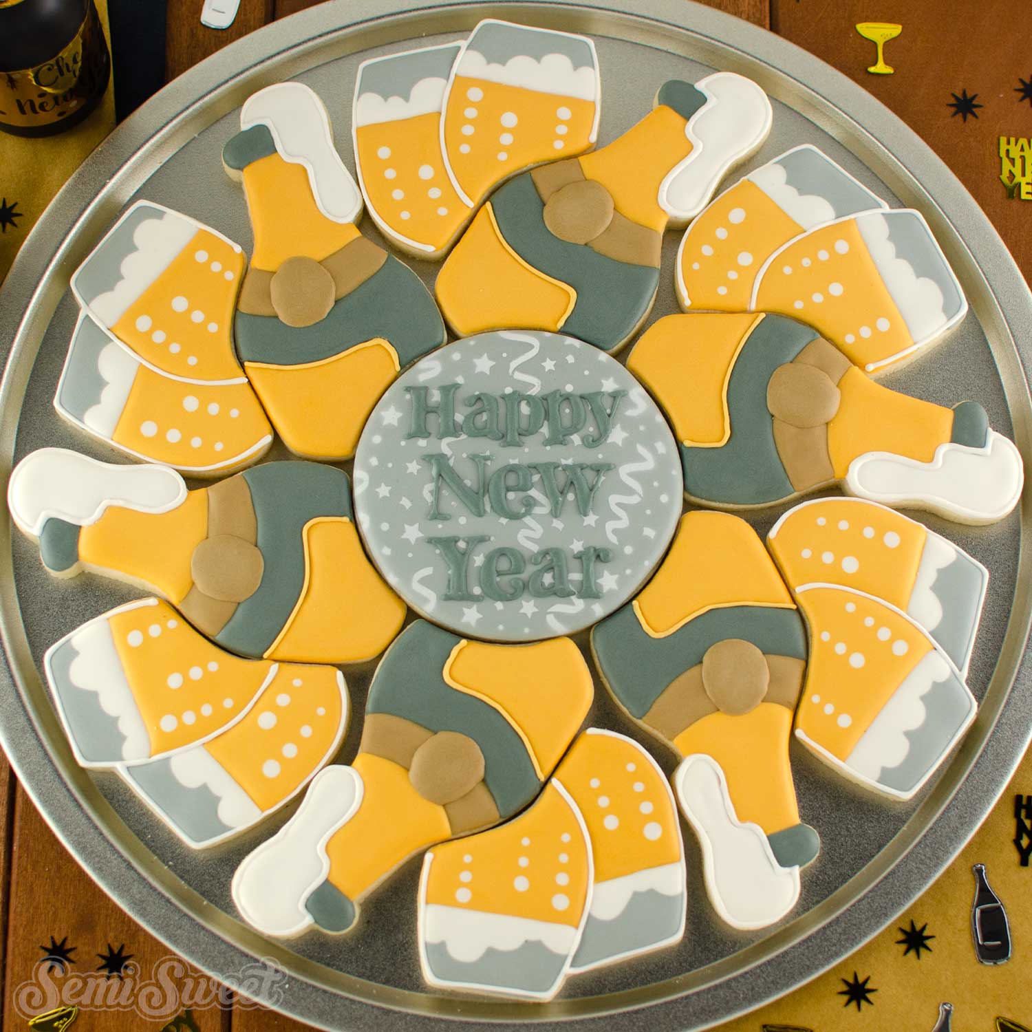champagne cookie platter | Semi Sweet Designs