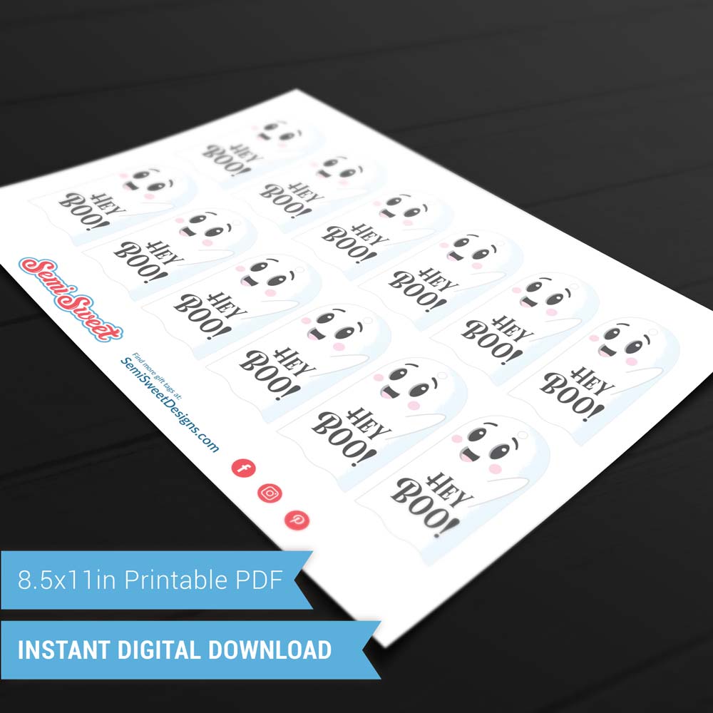 Boo Y'all and Hey Boo Ghost - Instant Download Printable Tag