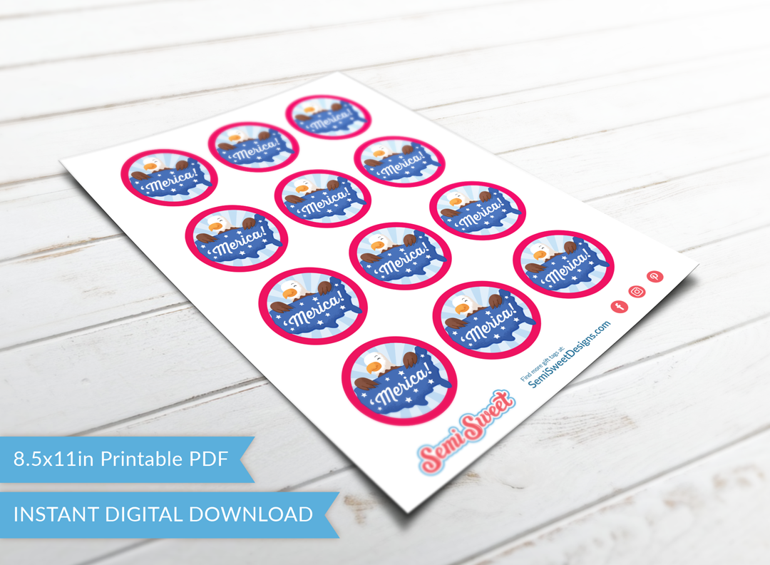 ‘Merica! - Instant Download Printable 2" Circle Tag