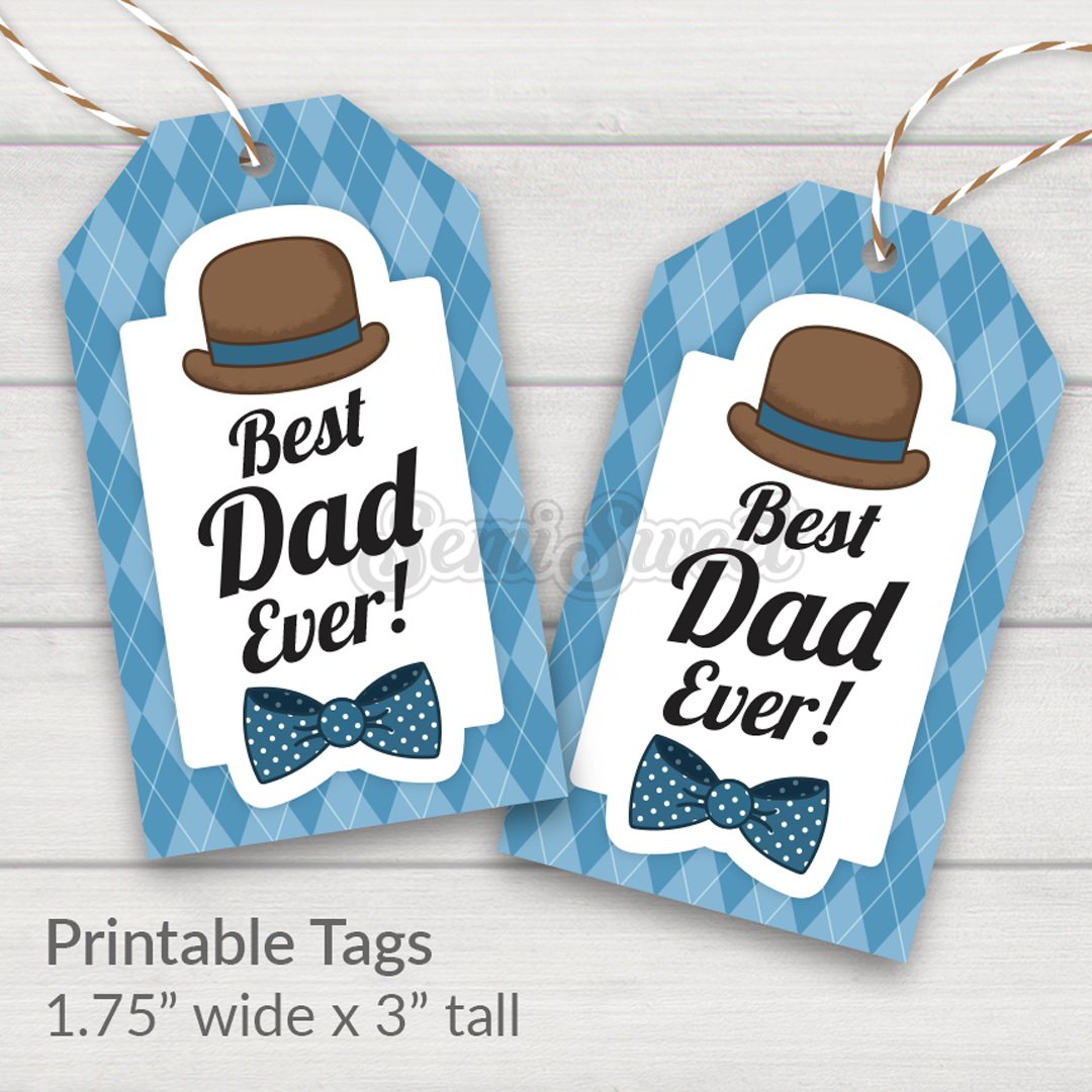 Dapper Best Dad Ever - Instant Download Printable Tag