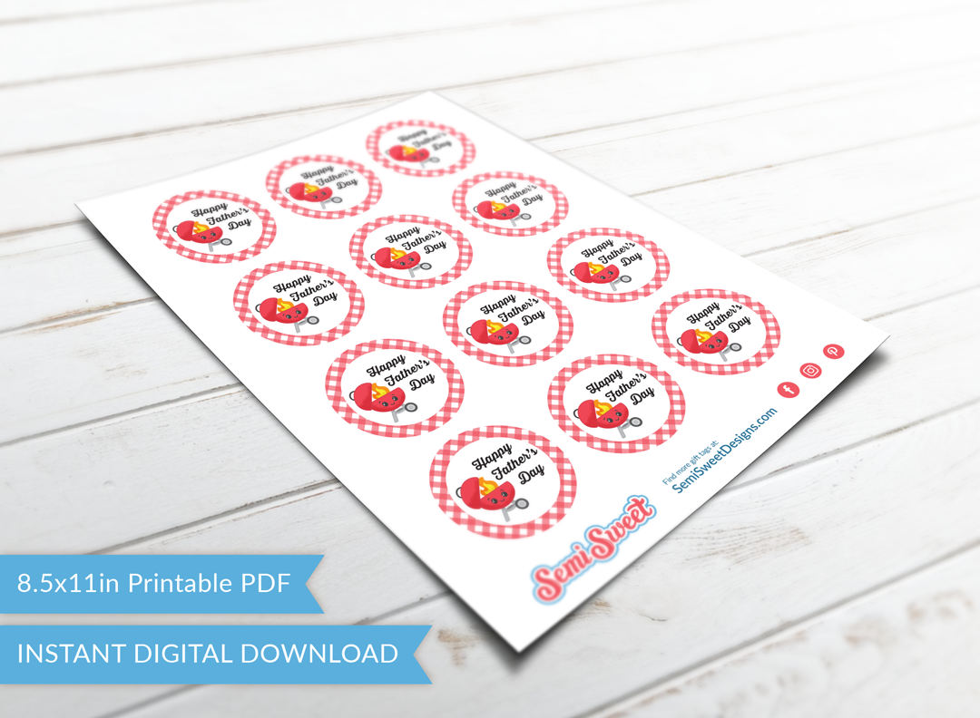 Happy Father’s Day Grill - Instant Download Printable 2" Circle Tag