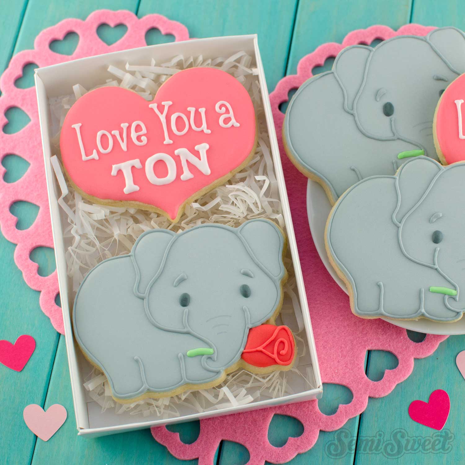 Valentine Rose Elephant Cookie Cutter