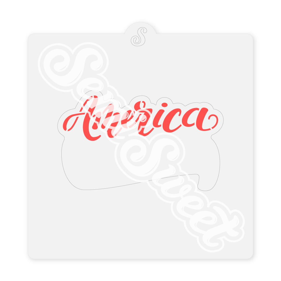 America on Banner Stencil