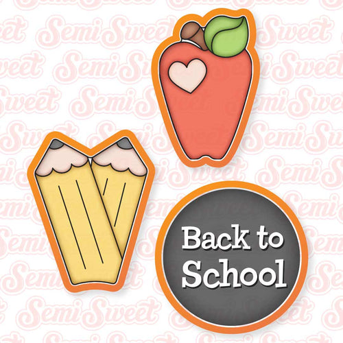 Apple & Pencil Cookie Platter Set