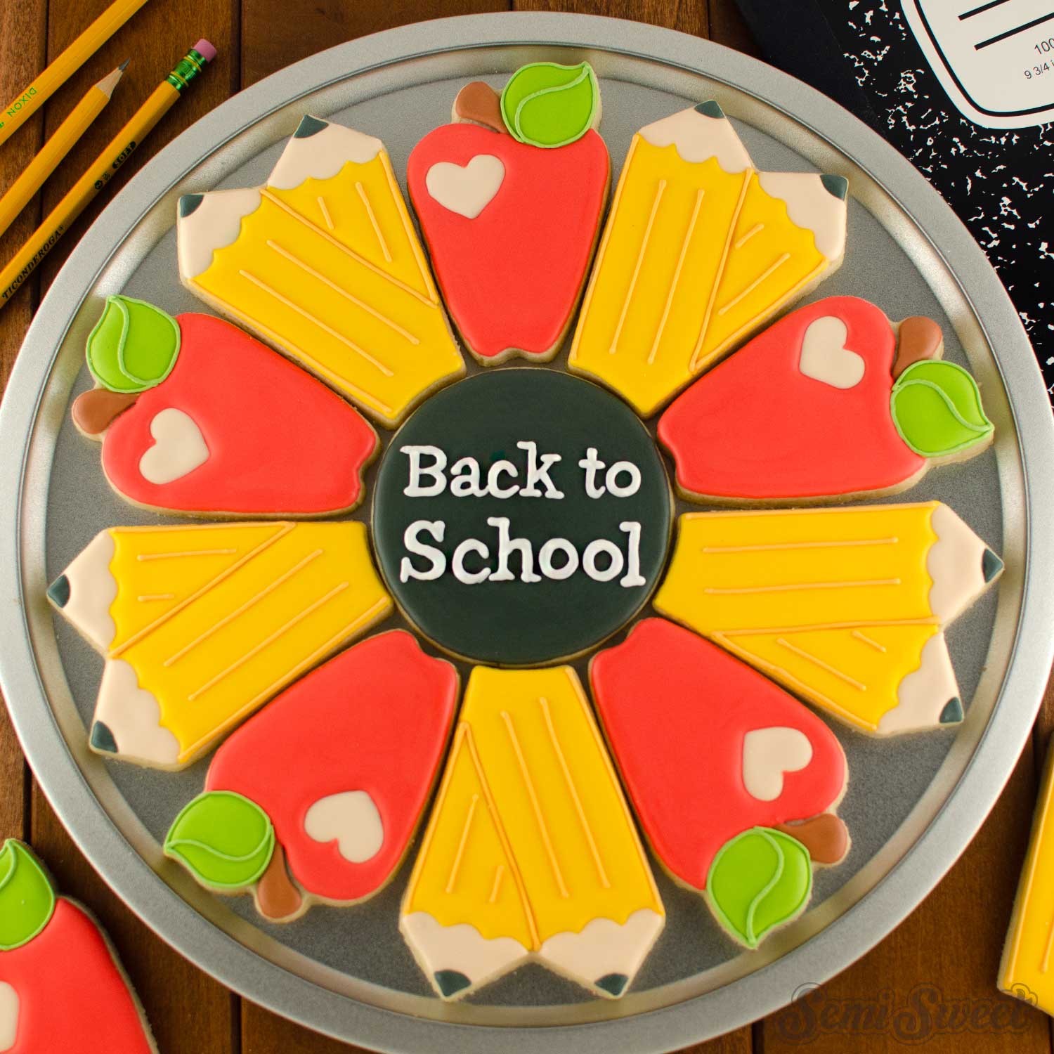 Apple & Pencil Cookie Platter Set