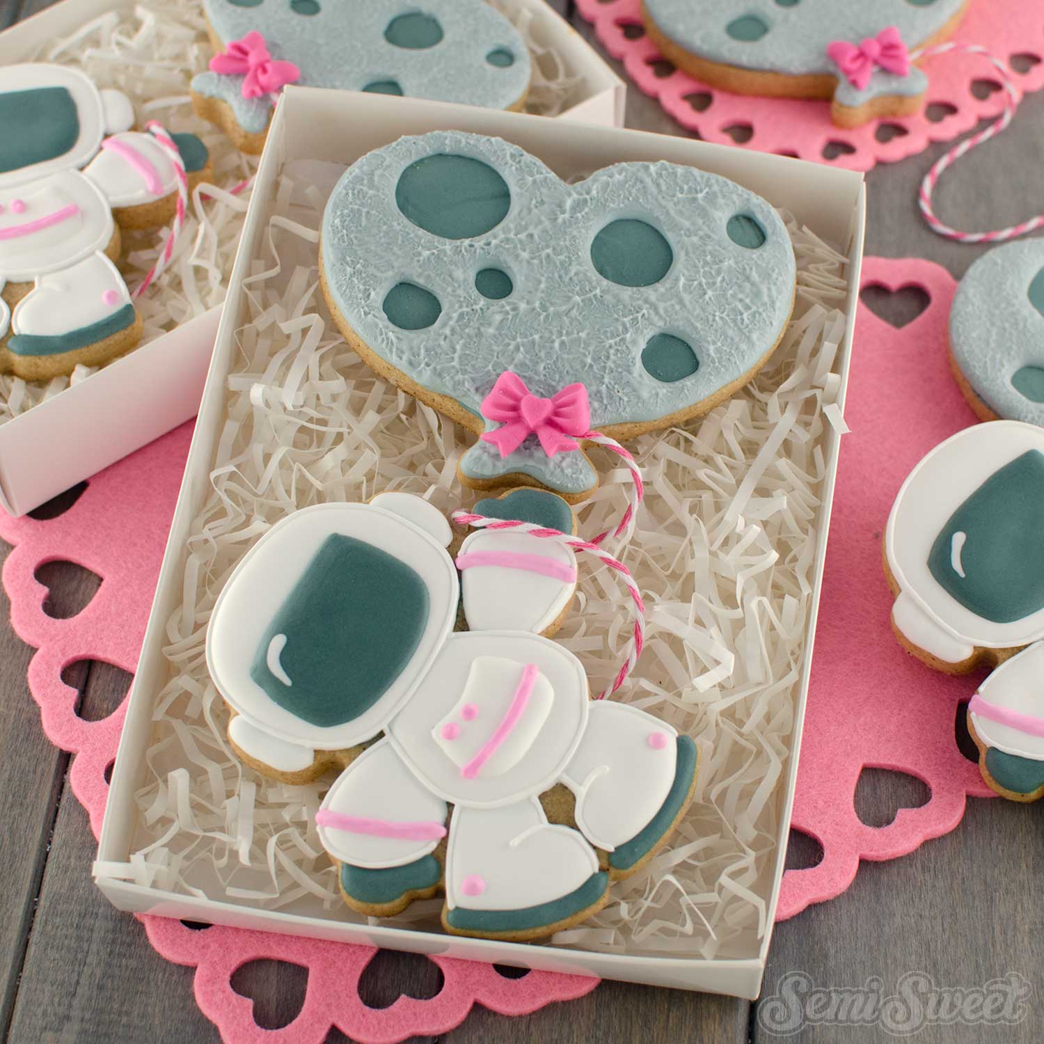 valentine astronaut moon balloon cookies