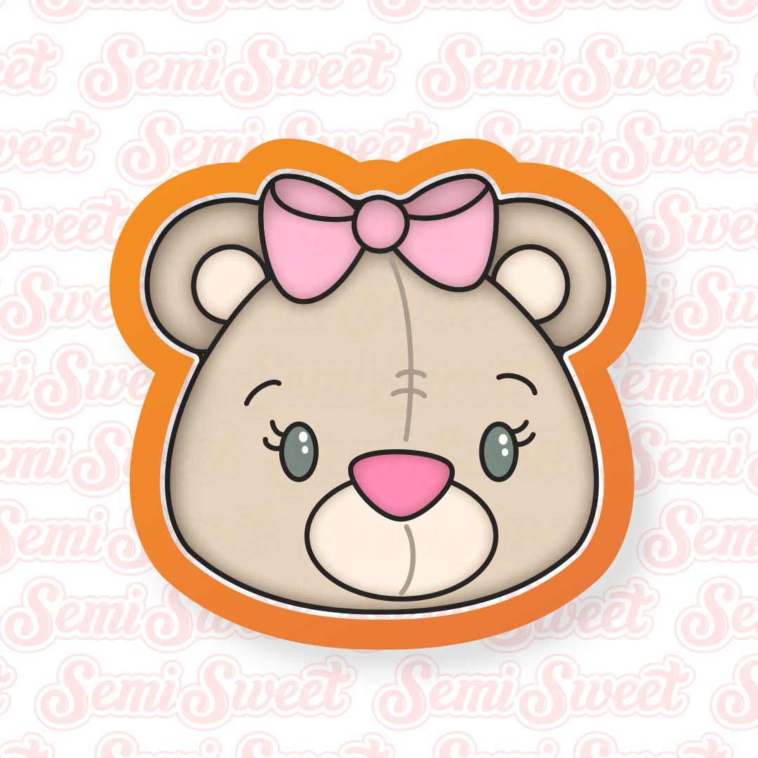 teddy bear head with a bow cookie cutter