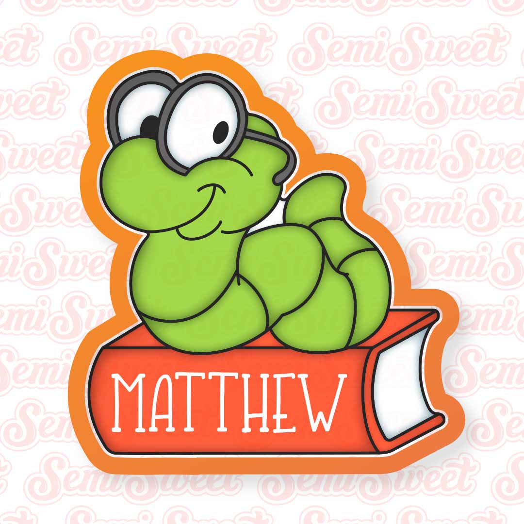 Bookworm on a Book Cookie Cutter | Semi Sweet Designs