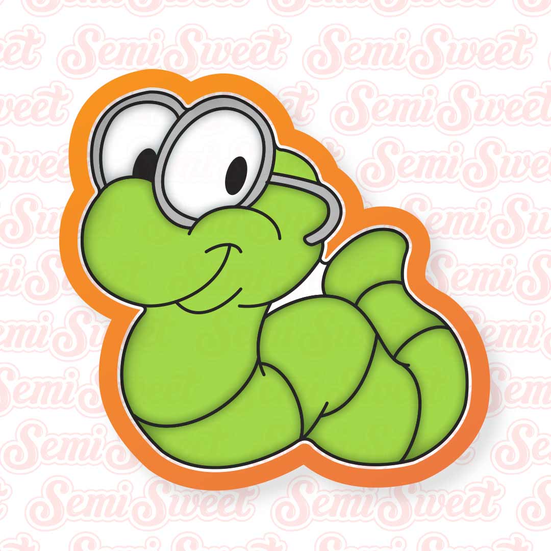 Isolated Bookworm Cookie Cutter | Semi Sweet Designs