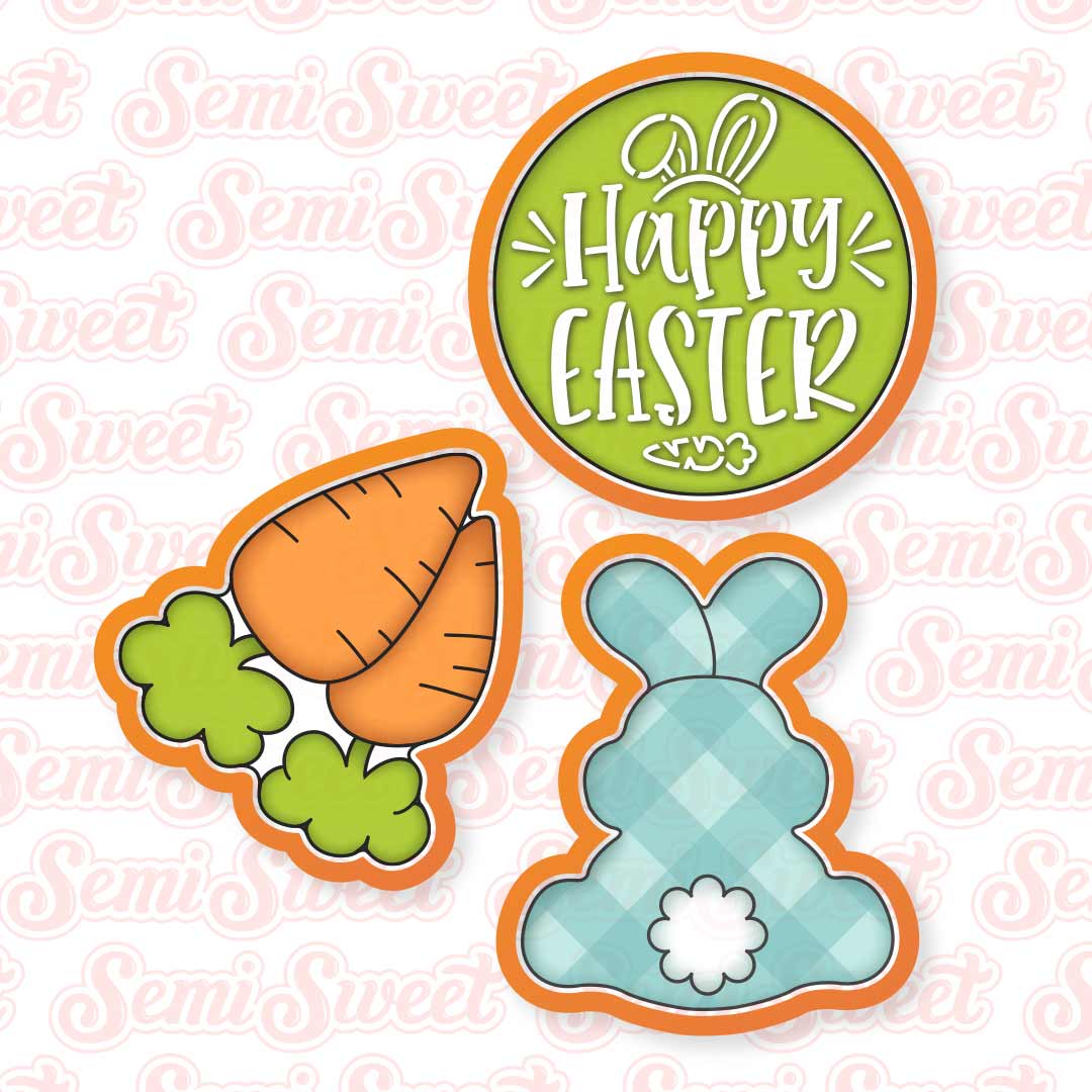 Easter Bunny & Carrot Cookie Cutter Platter 3-pc Set | Semi Sweet Designs