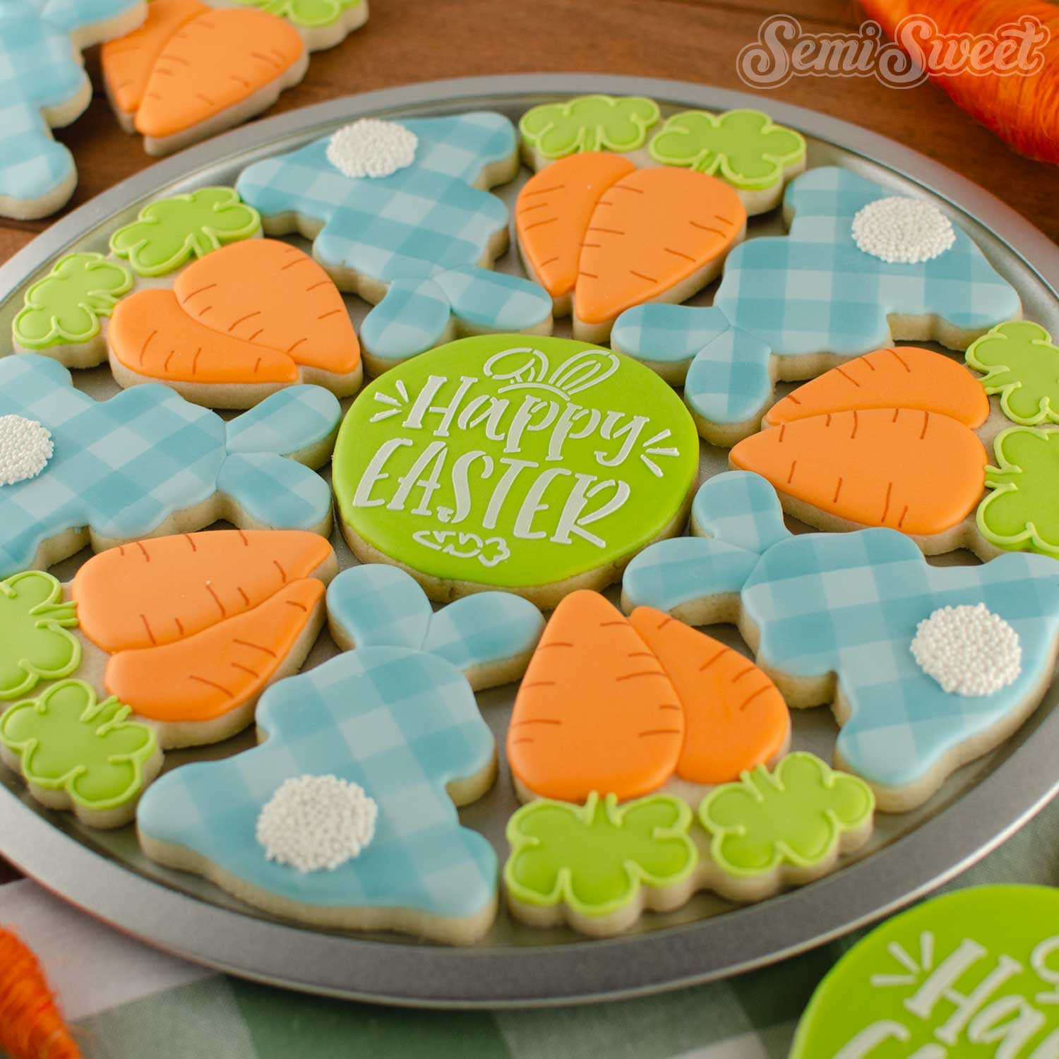 Bunny & Carrot Cookie Platter | Semi Sweet Designs