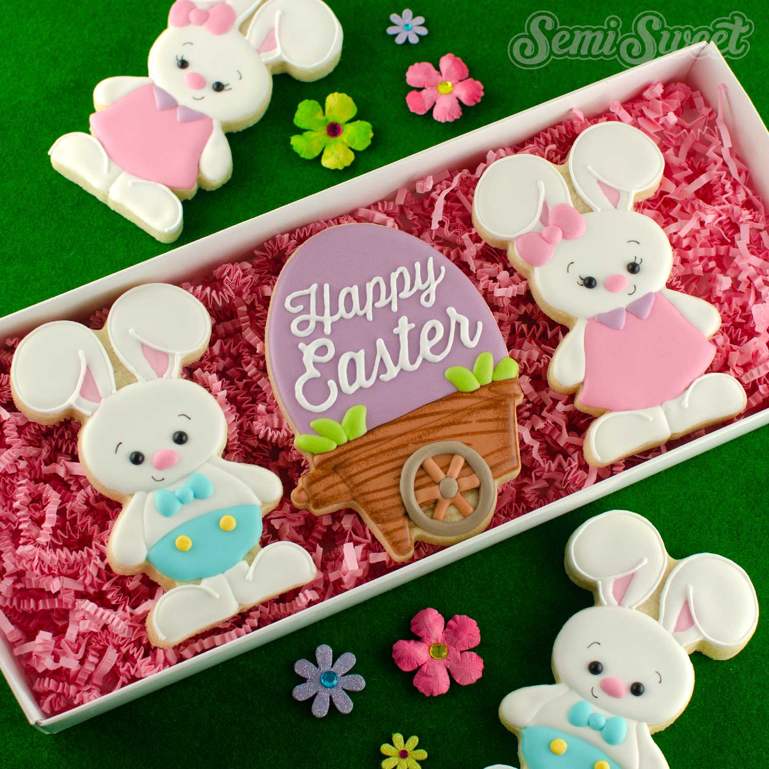 bunny and egg cart cookies for Easter
