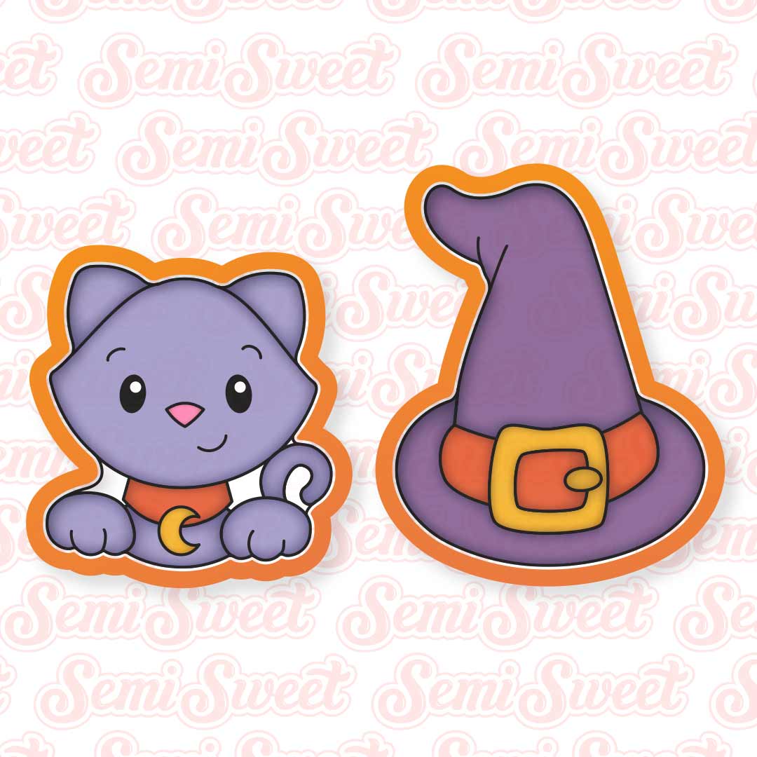 Witch Hat & Cat Cookie Platter Set