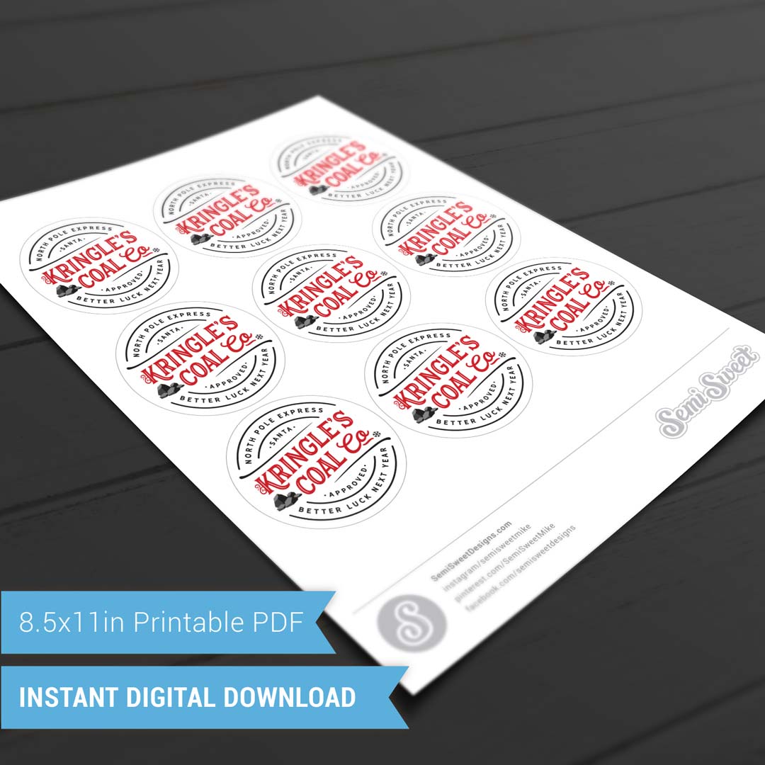 Kringle's Coal Co. - Instant Download Printable E-Tag
