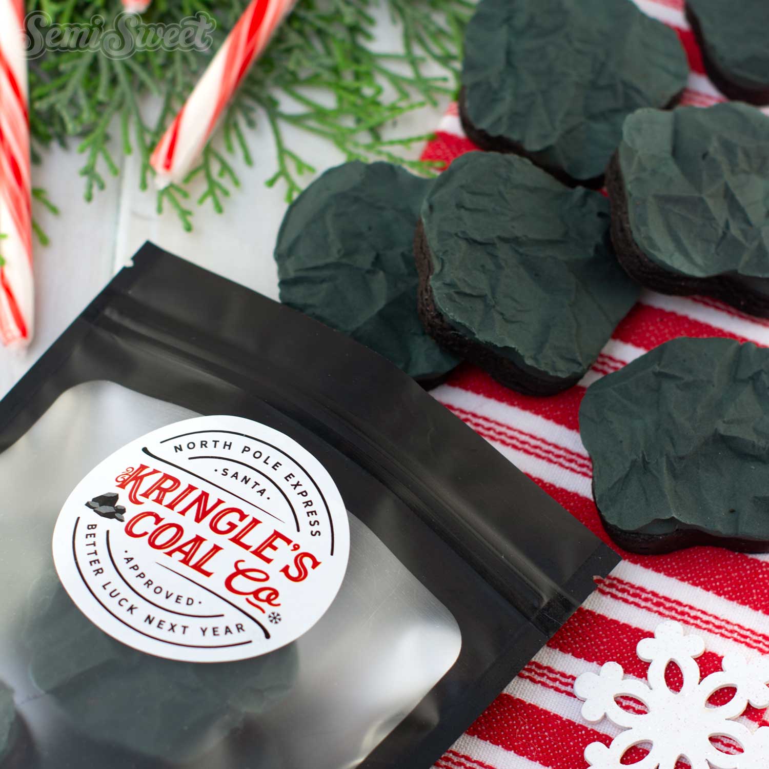 christmas coal cookie sticker tag