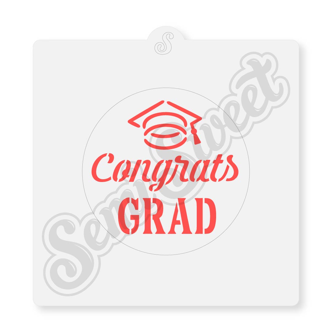 Congrats Grad Circle Stencil