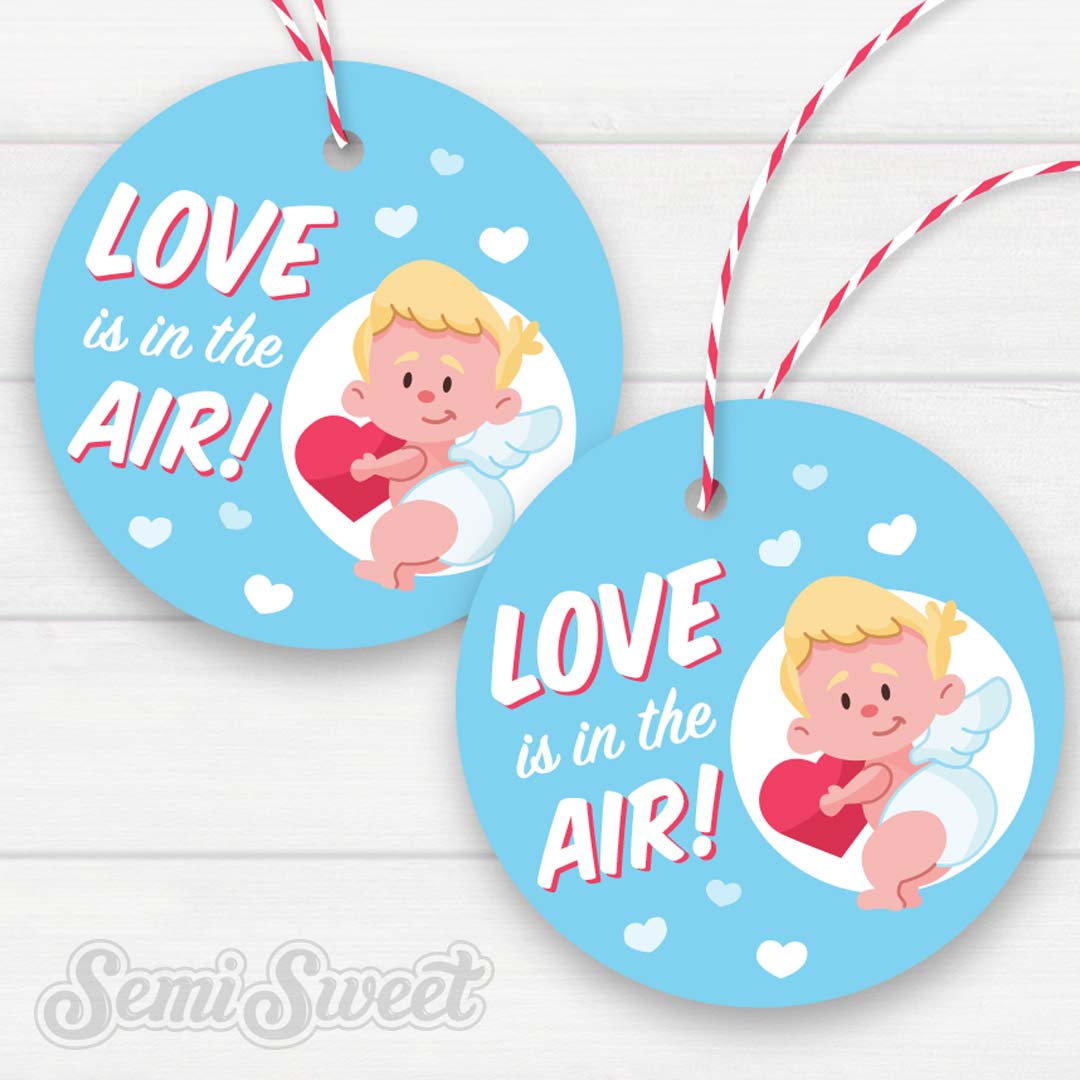 Cupid Love is in the Air - Instant Download Printable 2" Circle Tag