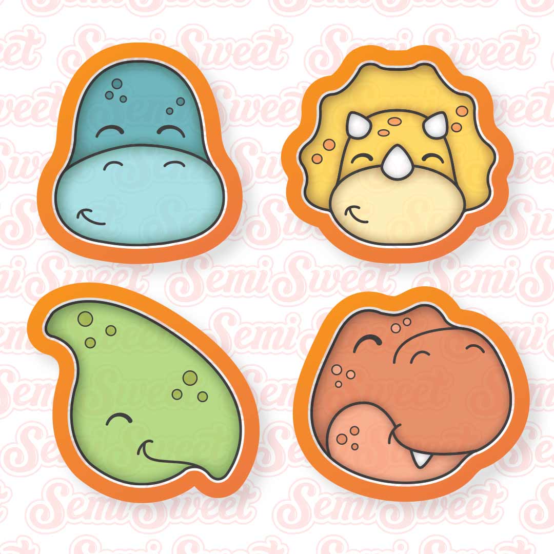 dinosaur heads cookie cutter set | Semi Sweet Designs