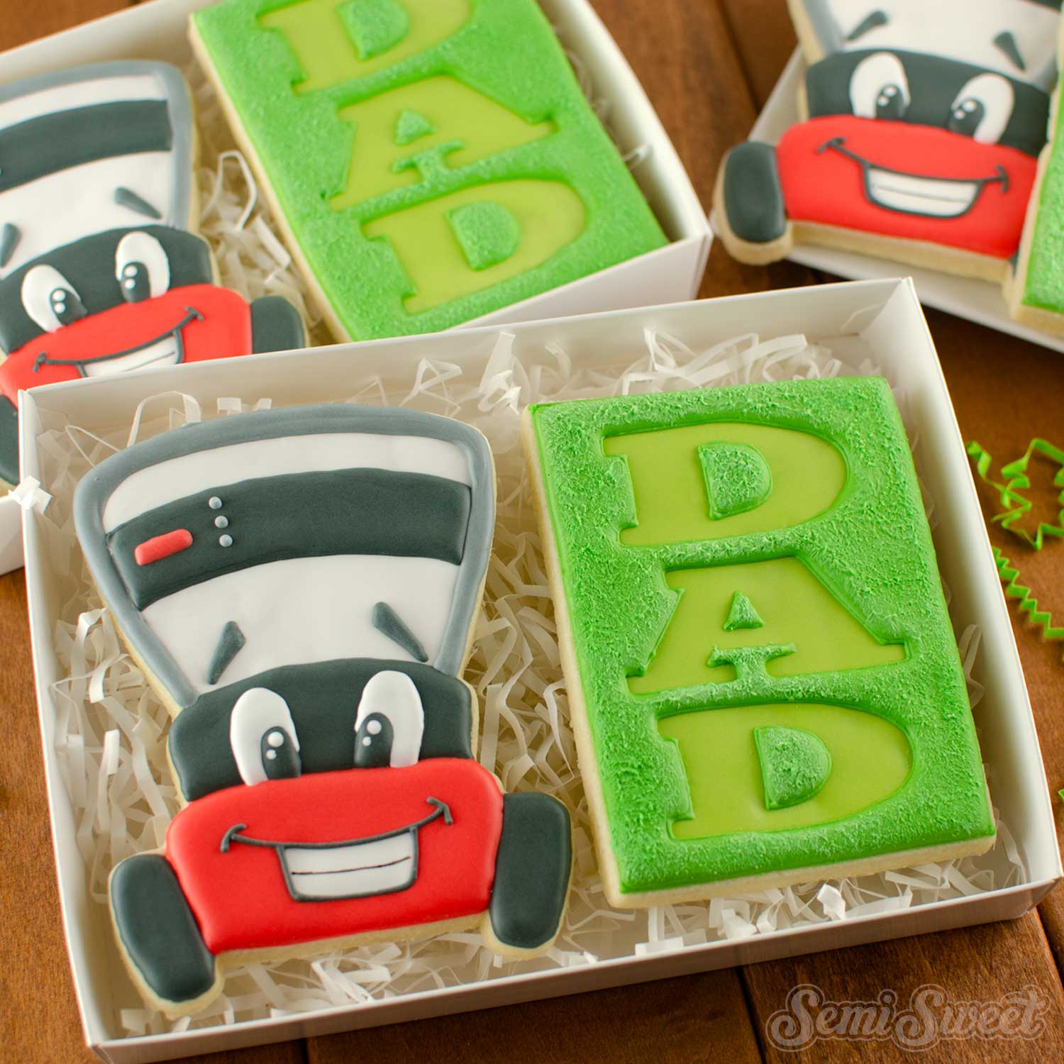 father's day lawnmower cookies