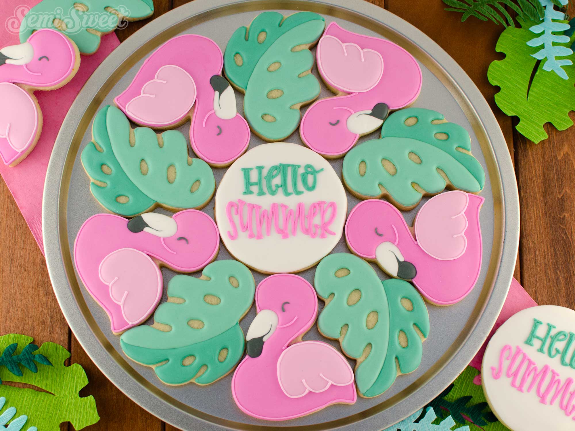 Flamingo Cookie Platter Set