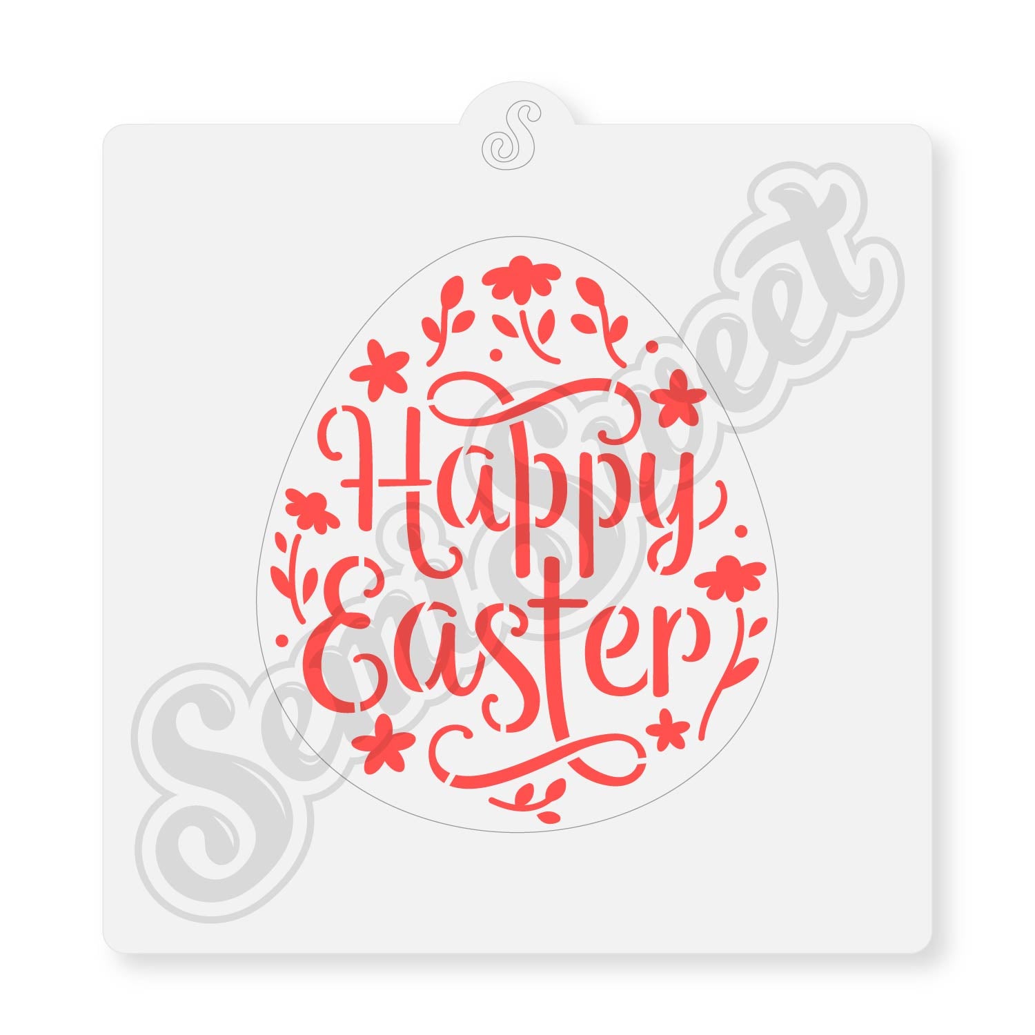 Floral Happy Easter Egg Stencil