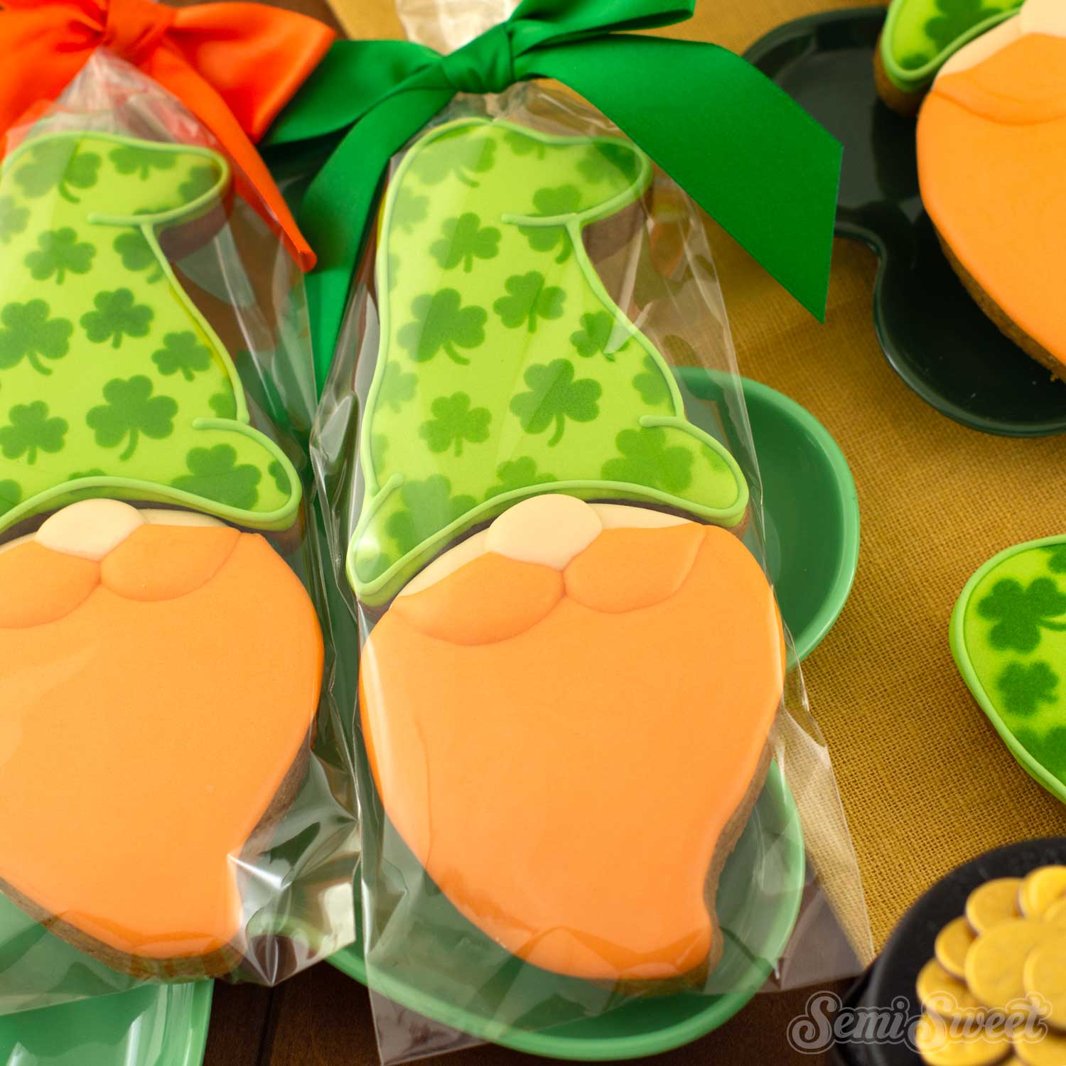 leprechaun gnome cookie with shamrock stencil