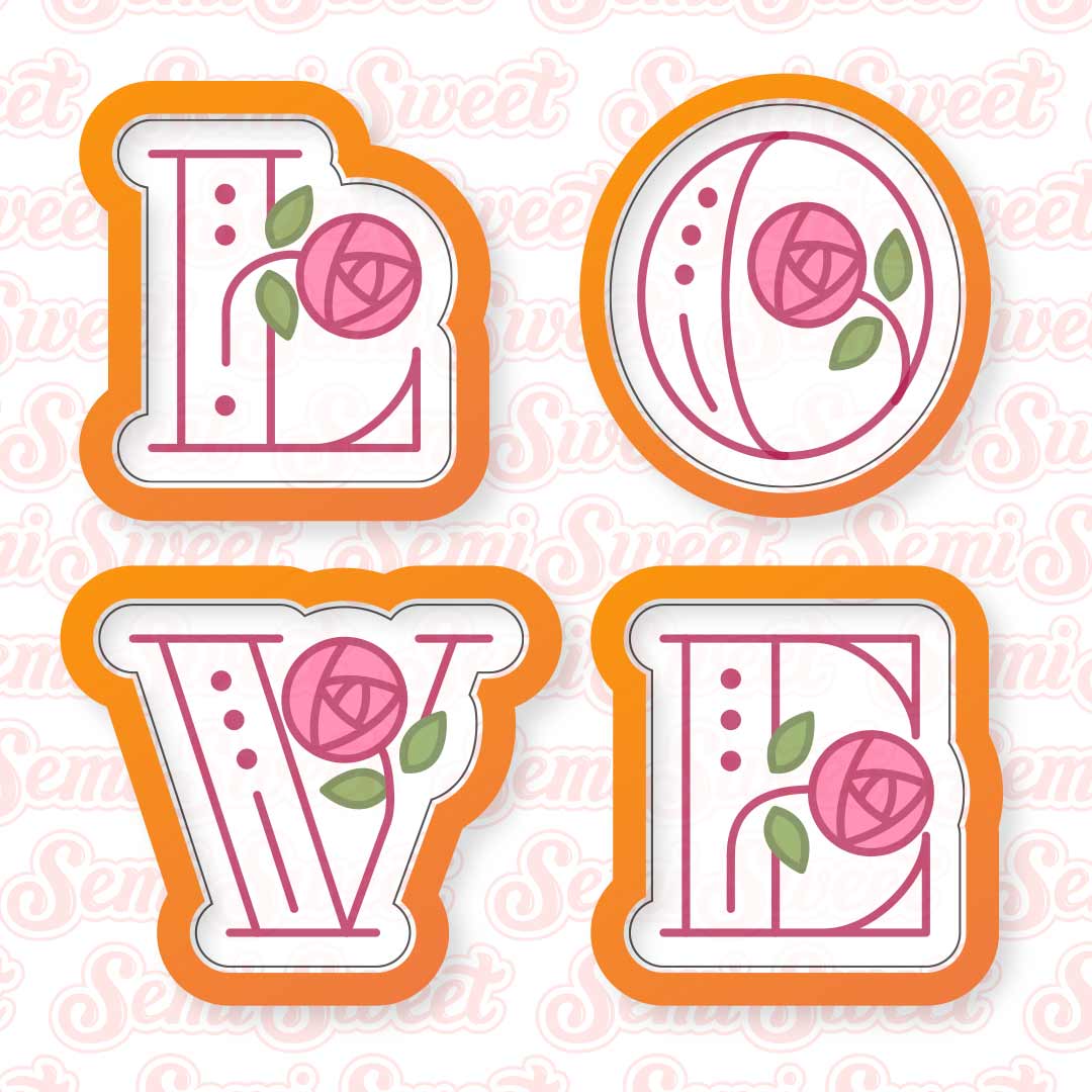 Floral LOVE Letters Cookie Cutter Set