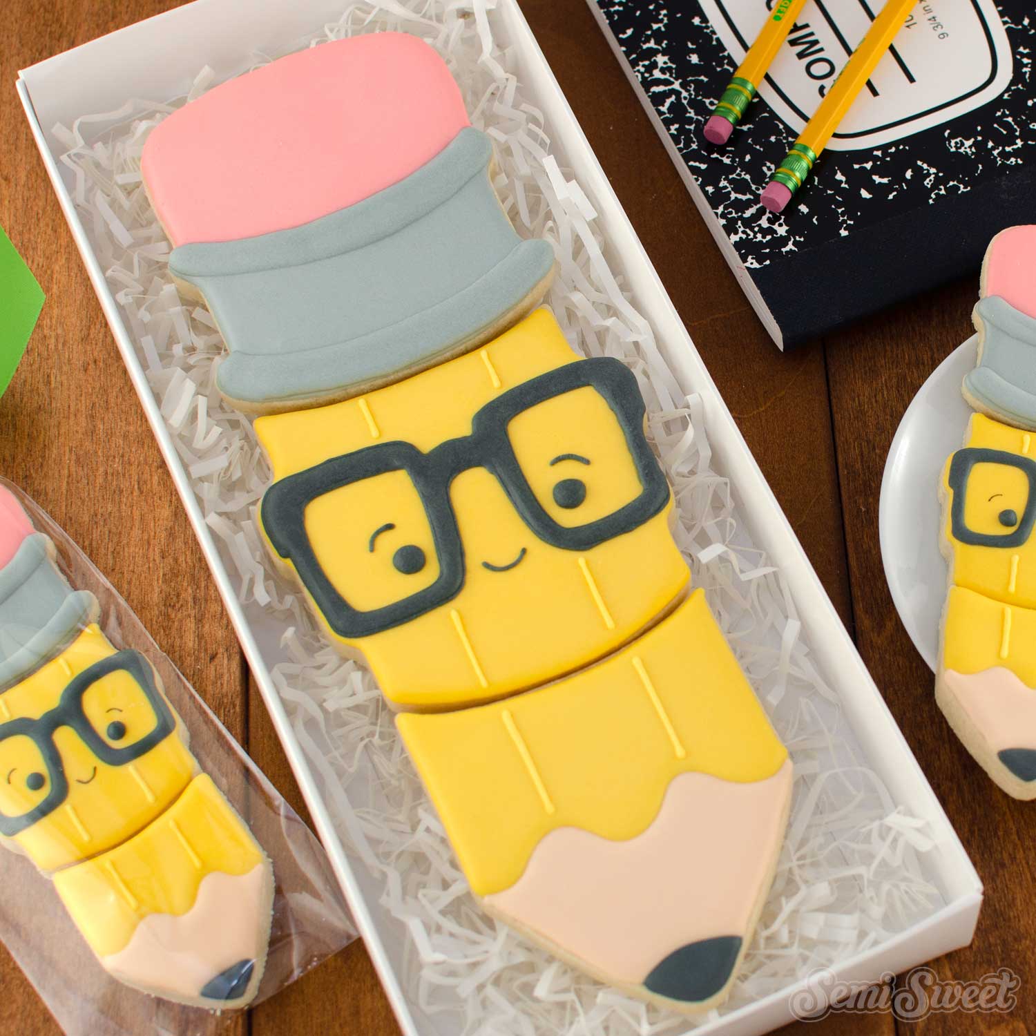 nerdy pencil cookie set | Semi Sweet Designs