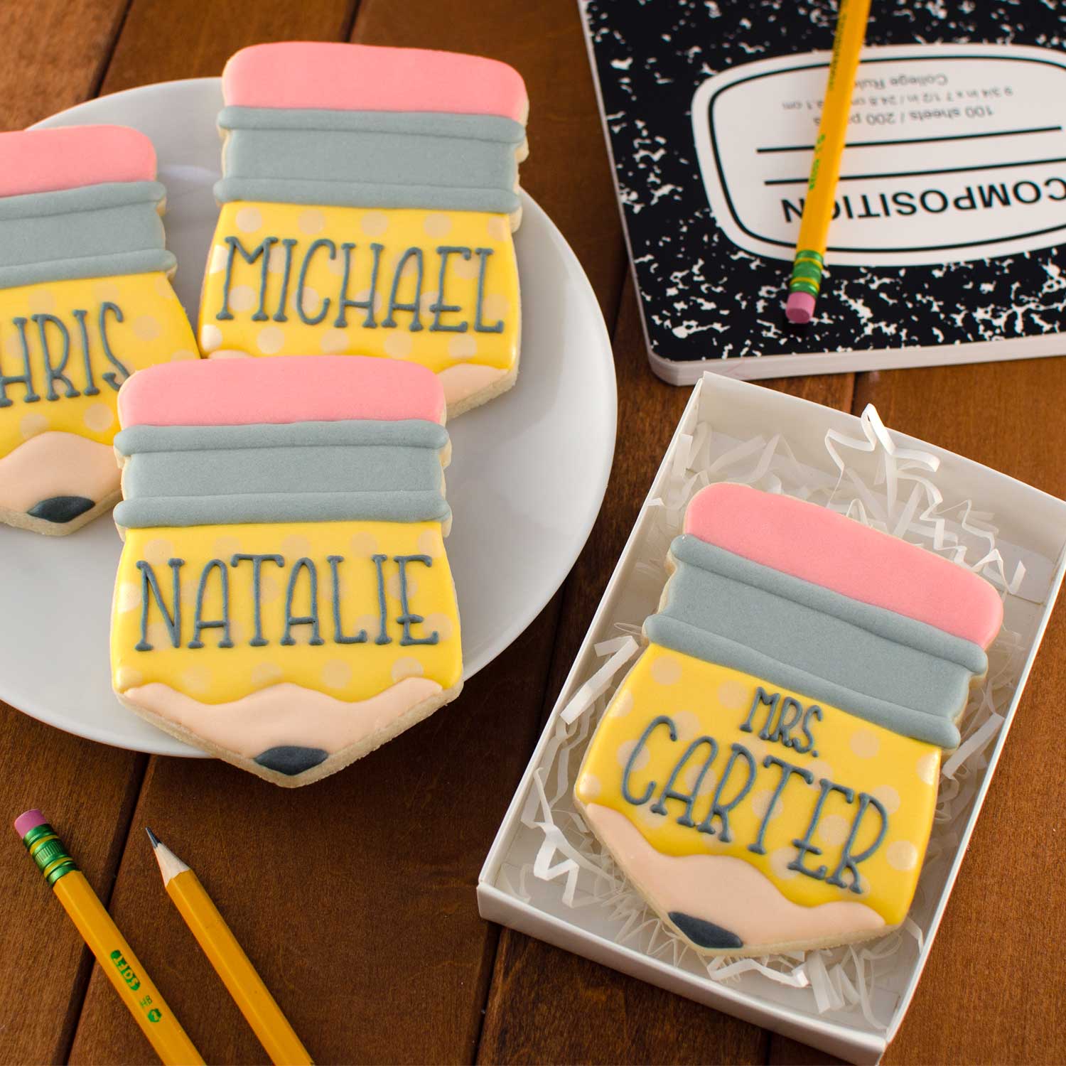 pencil plaque cookies | Semi Sweet Designs