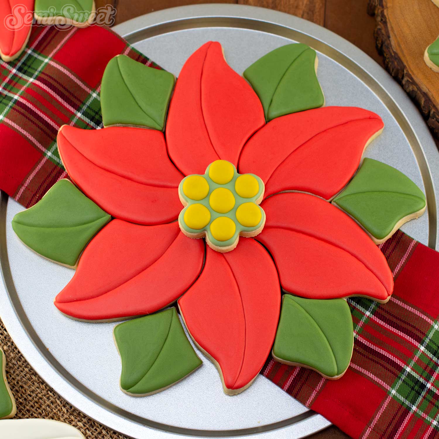 poinsettia cookie platter | Semi Sweet Designs
