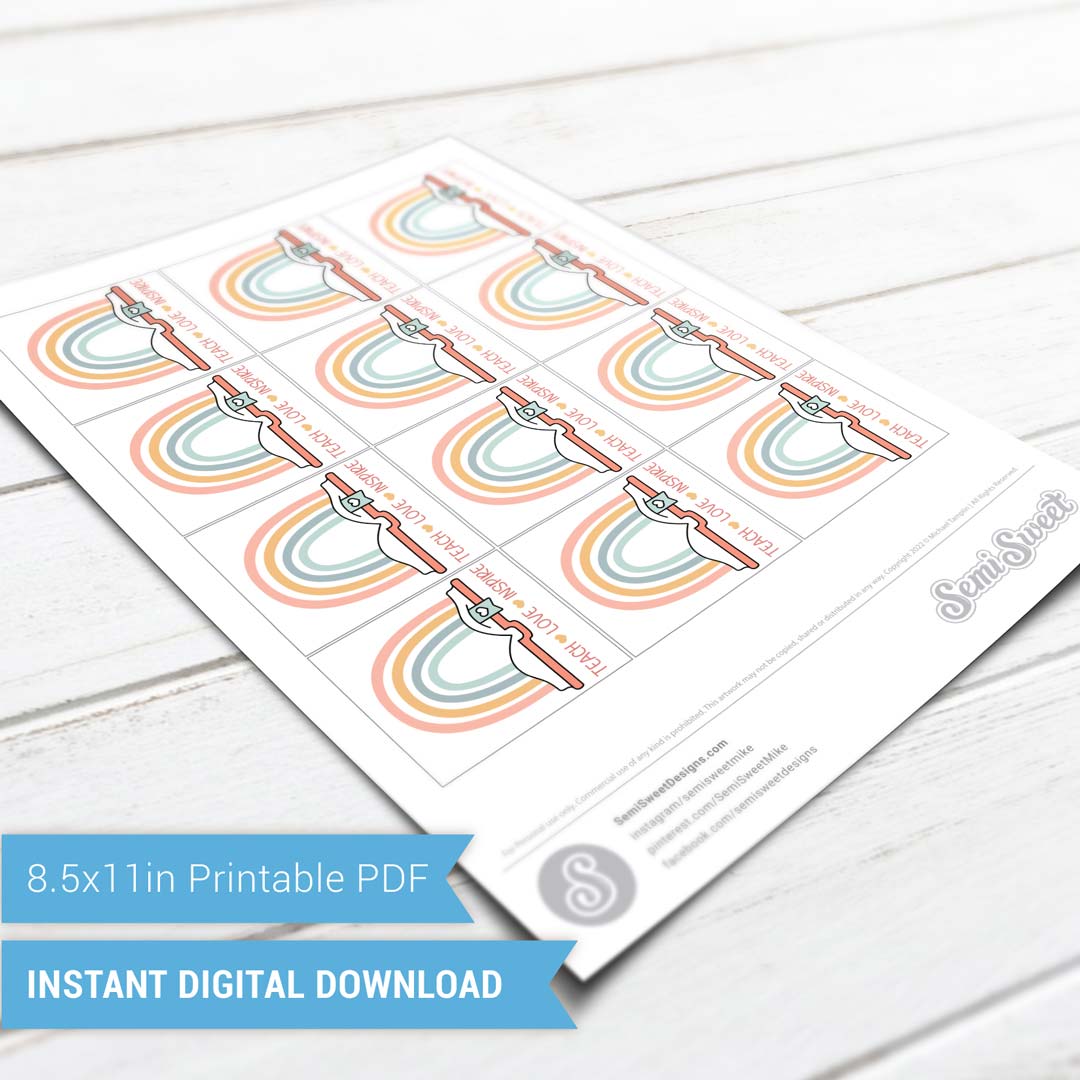Teach Love Inspire - Instant Download Printable 2"x 2.5" Tag